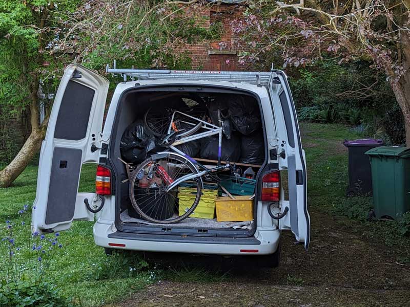 Van loaded with rubbish and junk
